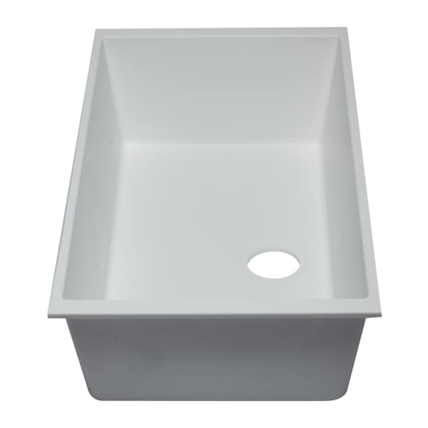 White 33 Sgl Bowl Undermount Granite Composite Kitchen Sink